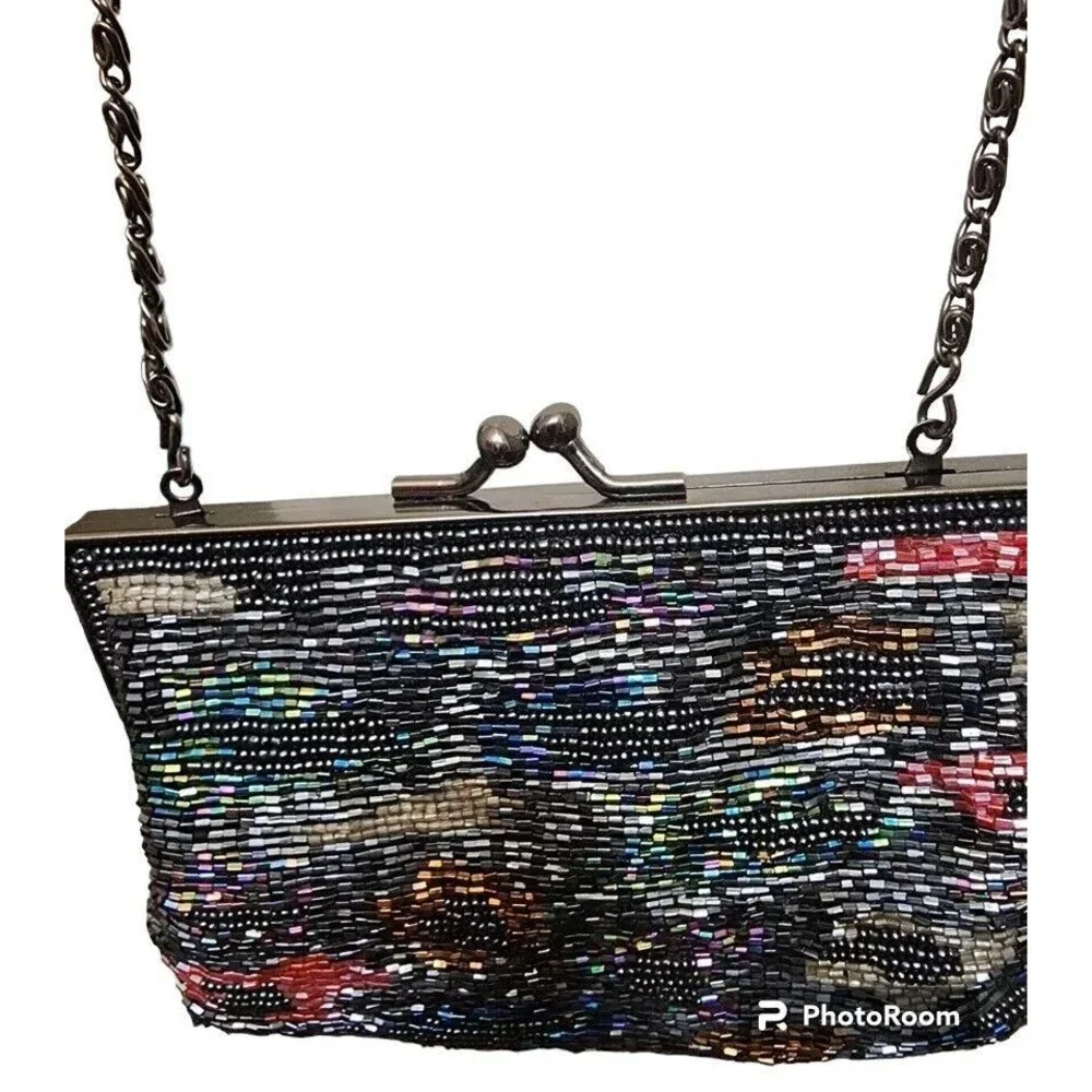 Jessica McClintock Vintage Satin Beaded Purse